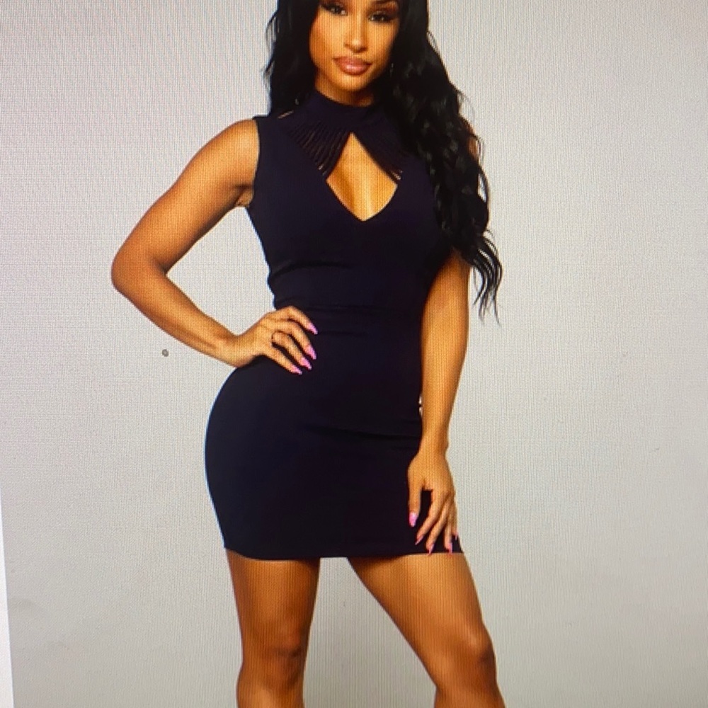 Navy wrapped up fashion Nova dress